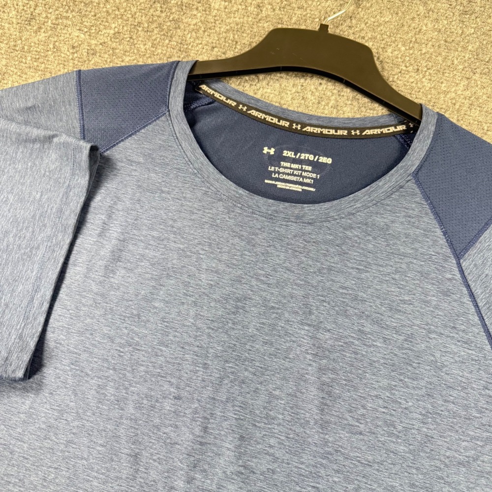 Under Armour MK1 Tee Mens 2XL Blue Performance Athletic Shirt Running Stretch
